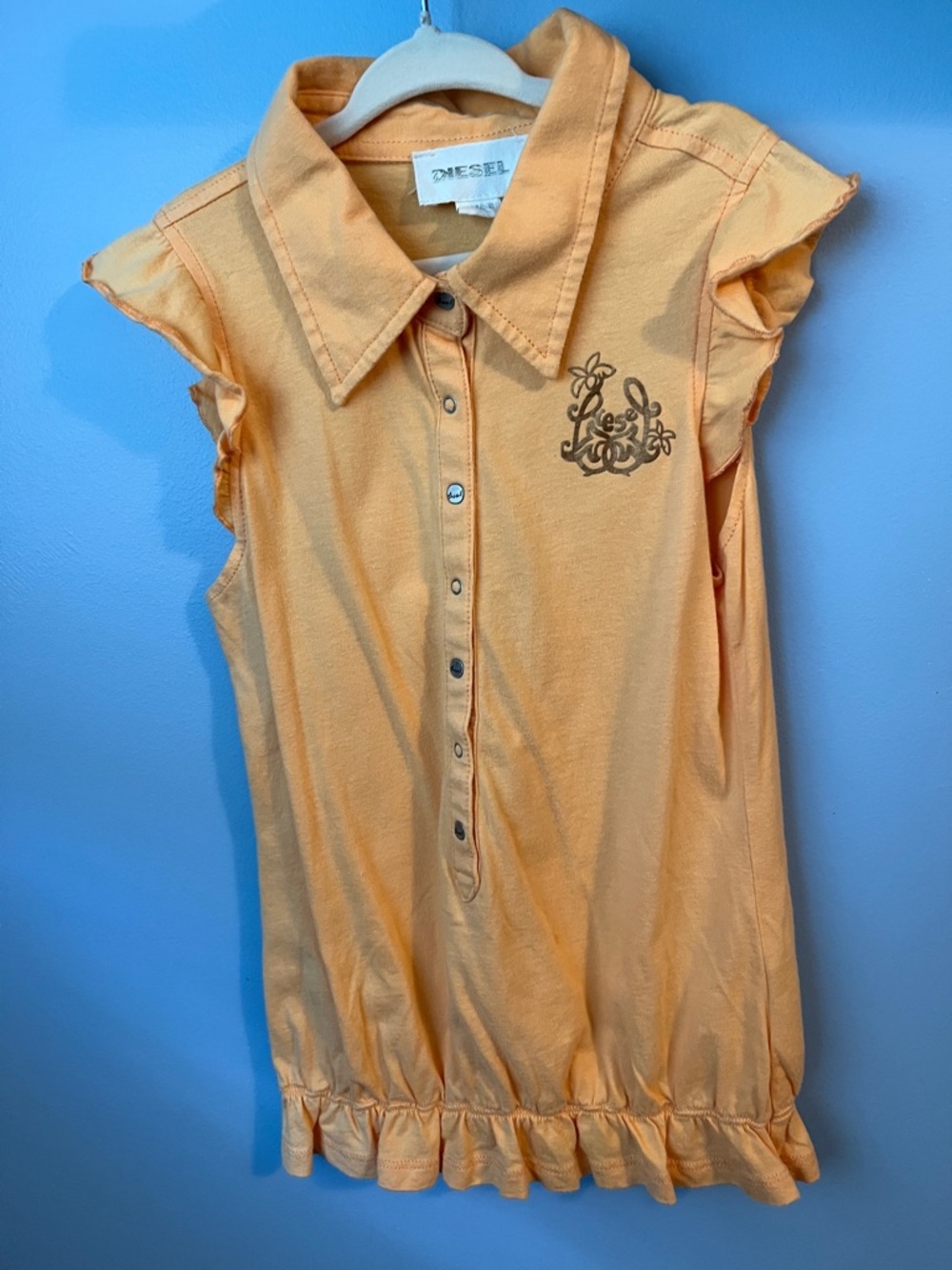 Diesel Peach Sleeveless Polo Dress with Ruffle Hem